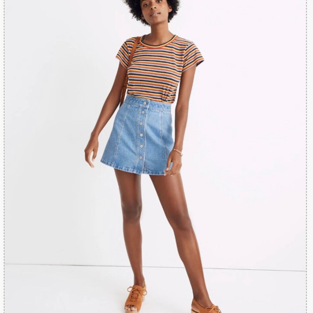 Stretch Denim A-Line Mini Skirt - Miller Wash